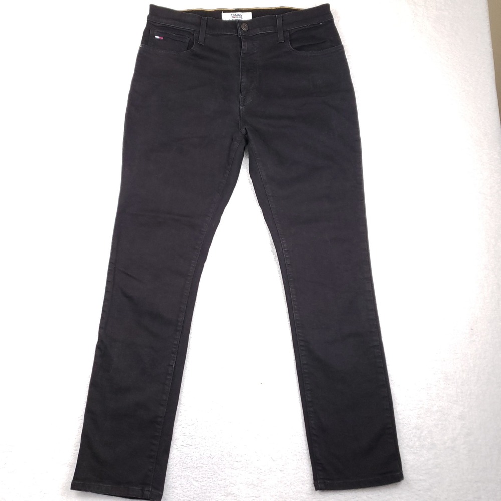 Tommy Jeans Mens Straight Leg Black Denim Pants 36x32 Streetwear